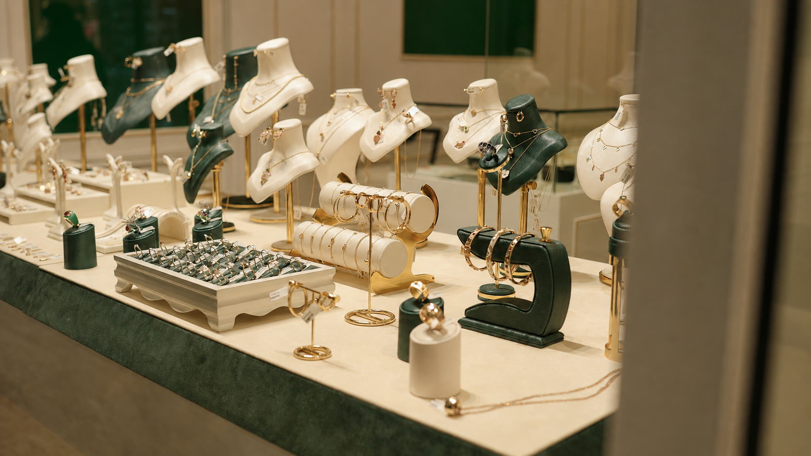 Gold and jewelry vitrine
